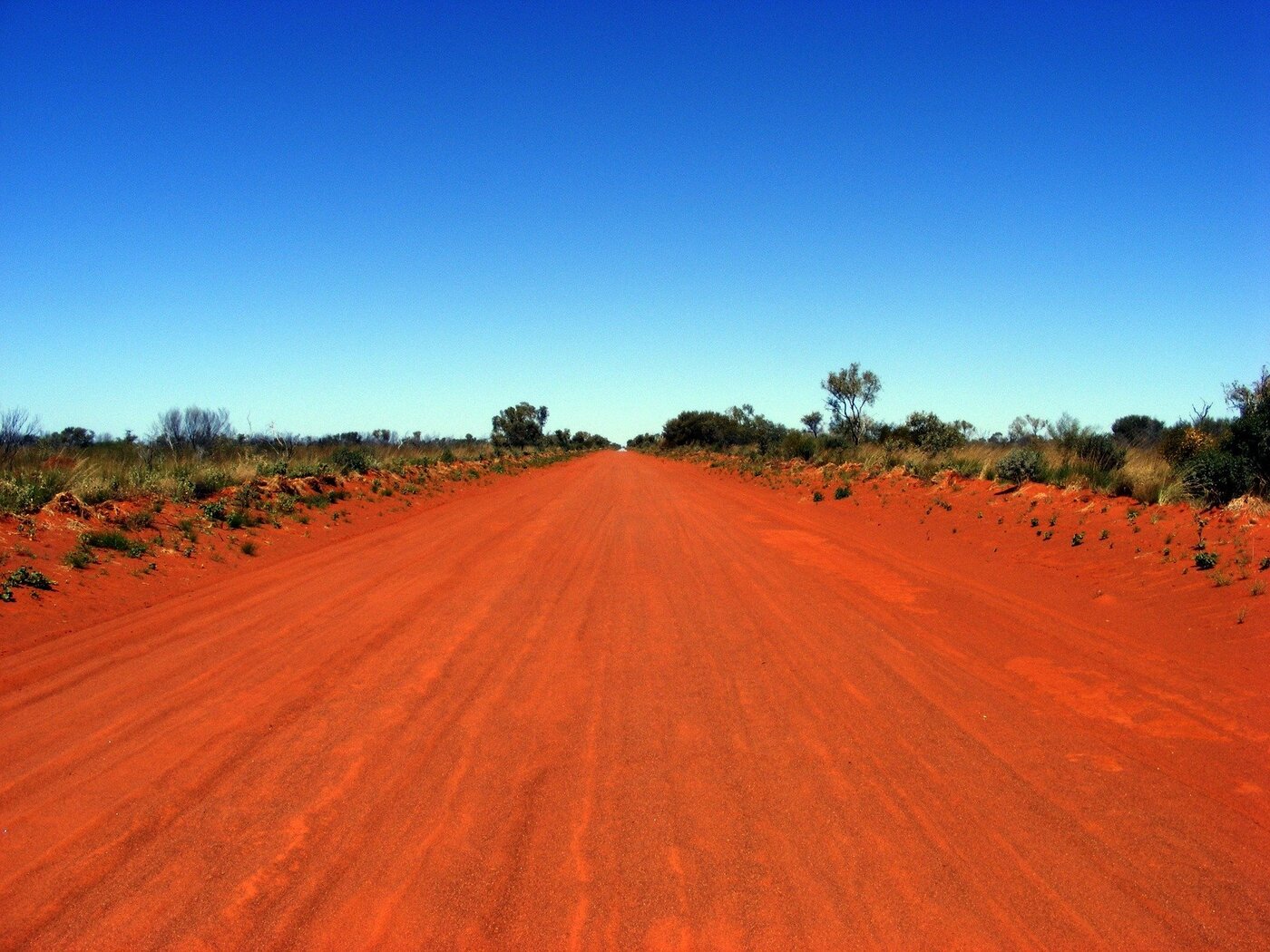 Outback dirt road under a blue sky
